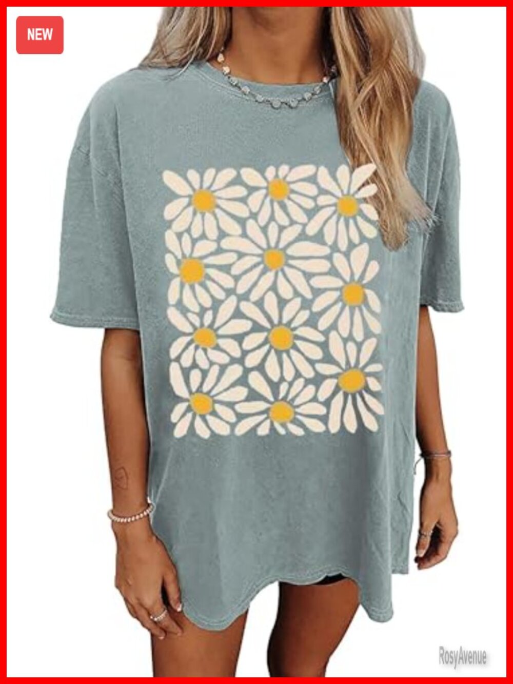 Oversized Wildflower Graphic Tee Hiking Short Sleeve Cotton Blend Tunic